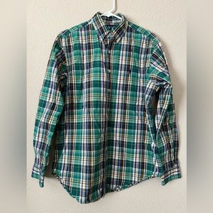 Ralph Lauren Green Multi Plaid Long Sleeve Men Medium Button Down Shirt Classic